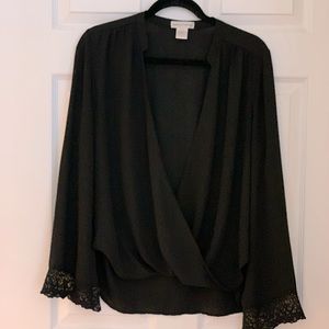 Jealous Tomato Black Open Front Blouse